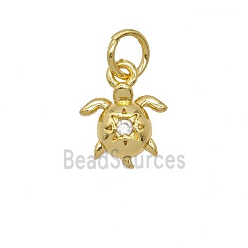 Copper Tortoise Pendant Pave Zirconia 18K Gold Plated