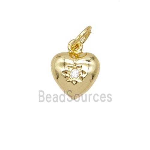 Copper Heart Pendant Pave Zirconia 18K Gold Plated