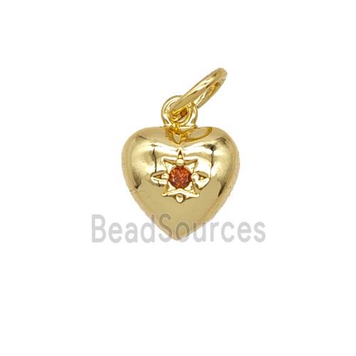 Copper Heart Pendant Pave Zirconia 18K Gold Plated