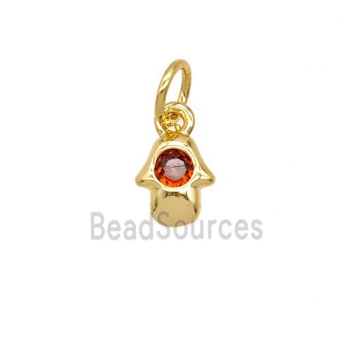 Copper Hamsahand Pendant Pave Zirconia 18K Gold Plated