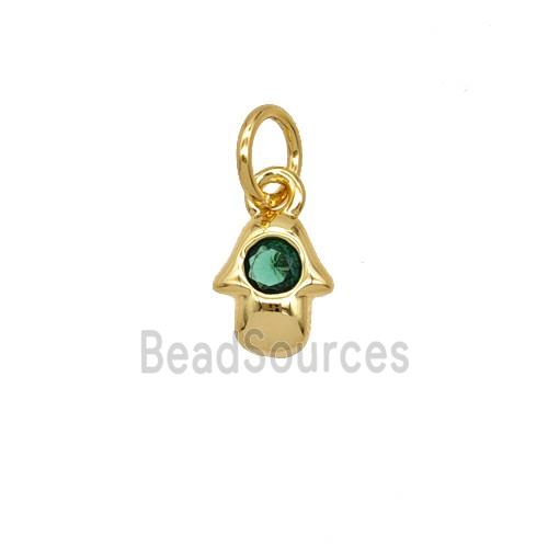 Copper Hamsahand Pendant Pave Zirconia 18K Gold Plated