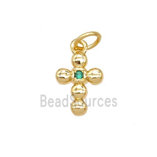 Copper Cross Pendant Pave Zirconia 18K Gold Plated