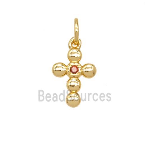 Copper Cross Pendant Pave Zirconia 18K Gold Plated