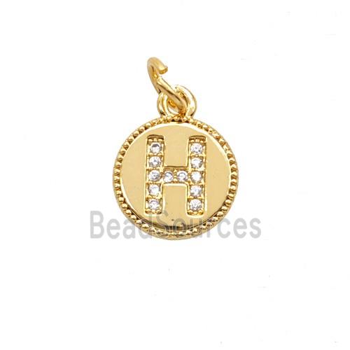Copper Letter-H Pendant Pave Zirconia 18K Gold Plated