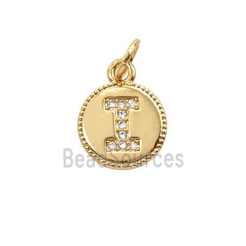 Copper Letter-I Pendant Pave Zirconia 18K Gold Plated