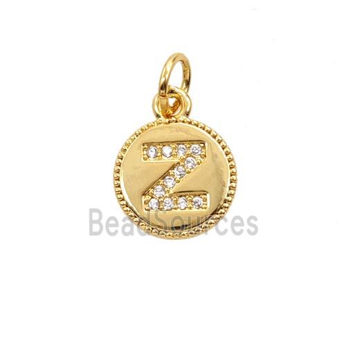 Copper Letter-Z Pendant Pave Zirconia 18K Gold Plated