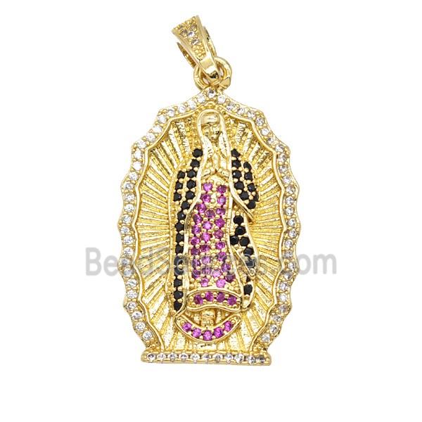 Copper Jesus Pendant Pave Zirconia 18K Gold Plated