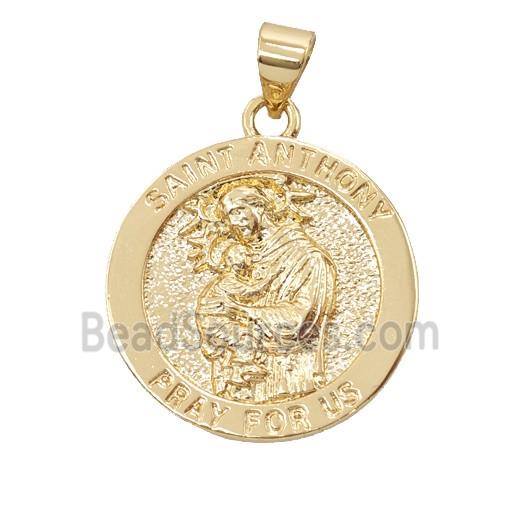 Copper Saint Jude Pendant Circle 18K Gold Plated