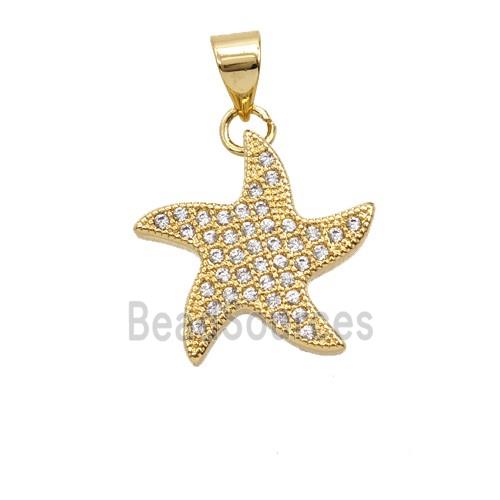 Copper Starfish Pendant Micropave Zirconia 18K Gold Plated