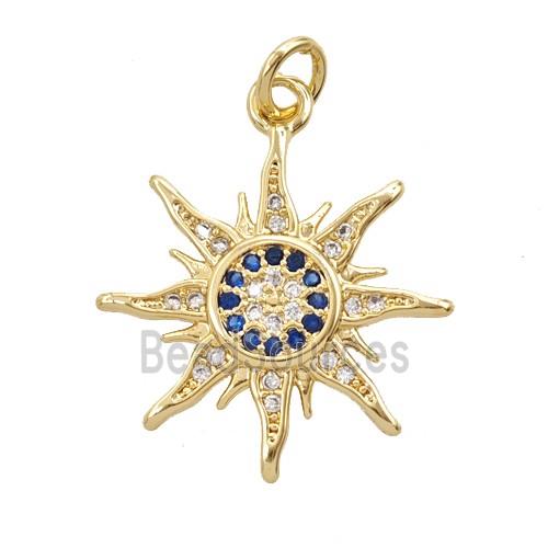 Copper Sun Pendant Pave Zirconia 18K Gold Plated