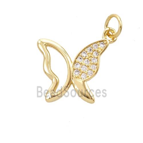 Copper Butterfly Pendant Pave Zirconia 18K Gold Plated
