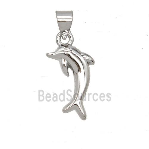 Copper Dolphin Pendant Platinum Plated