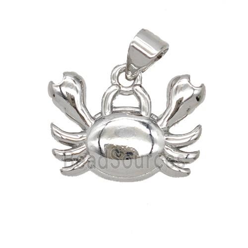 Copper Crab Pendant Platinum Plated