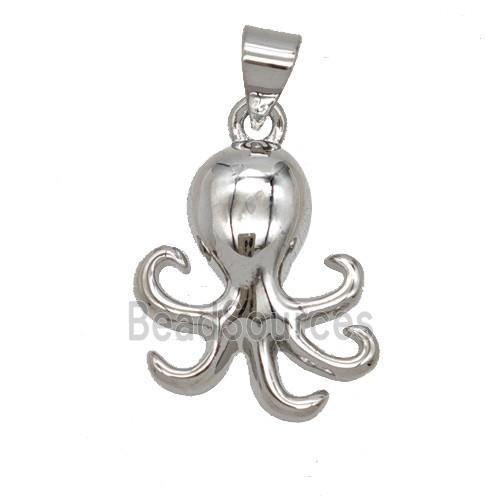 Copper Octopus Pendant Platinum Plated