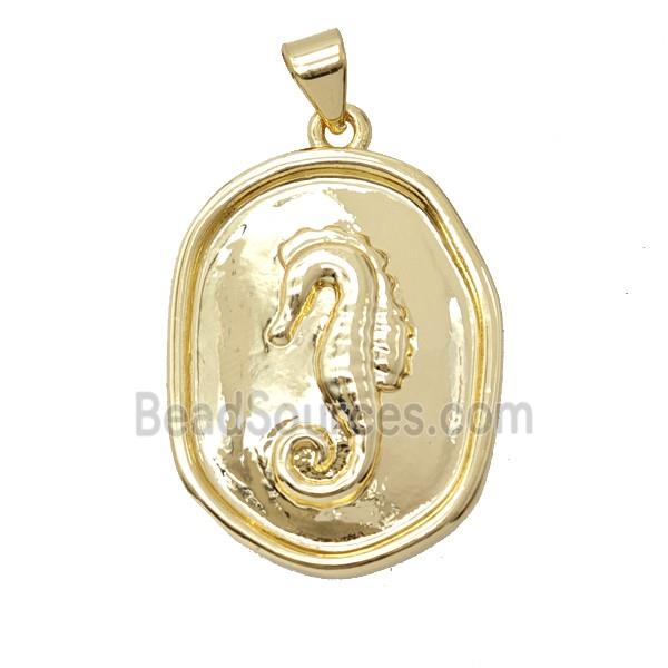 Copper Seahorse Pendant 18K Gold Plated