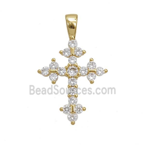 Copper Cross Pendant Pave Zirconia 18K Gold Plated
