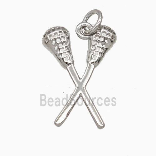 Copper Lacrosse Stick Pendant Sports Platinum Plated