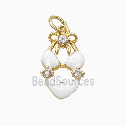 Bikini Charms Copper Pendant Pave Zirconia White Enamel Gold Plated