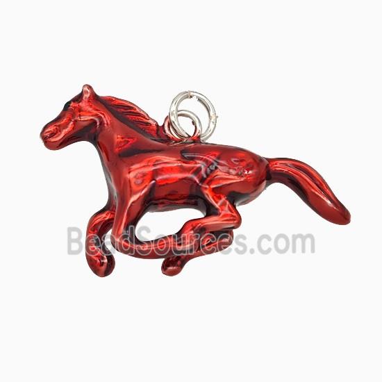 Copper Horse Pendant White Red Platinum Plated