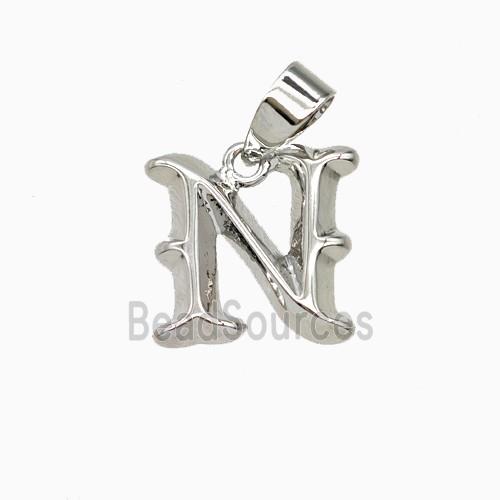 Copper Letter-N Pendant Platinum Plated