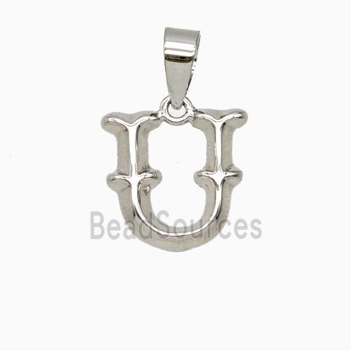 Copper Letter-U Pendant Platinum Plated