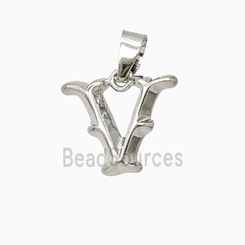 Copper Letter-V Pendant Platinum Plated
