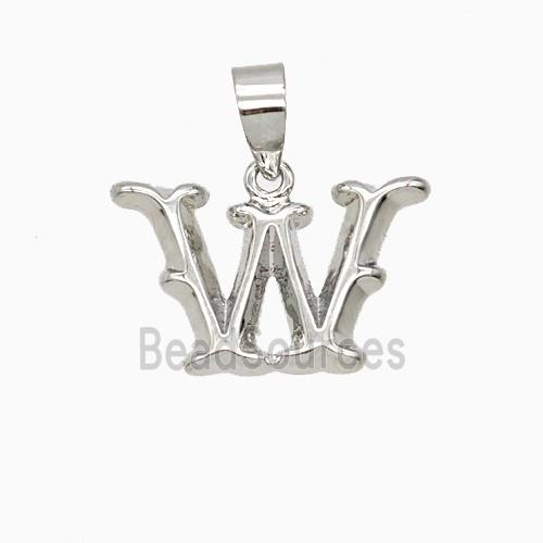 Copper Letter-W Pendant Platinum Plated