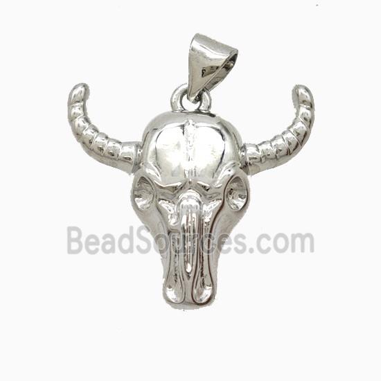 Copper Bullhead Pendant Platinum Plated