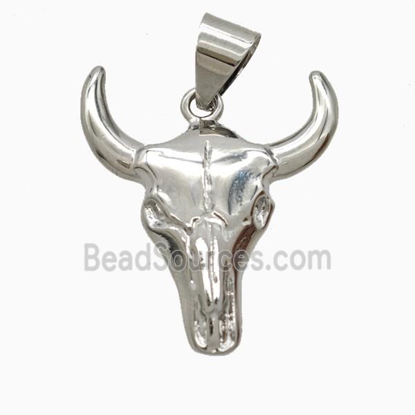 Copper Bullhead Pendant Platinum Plated