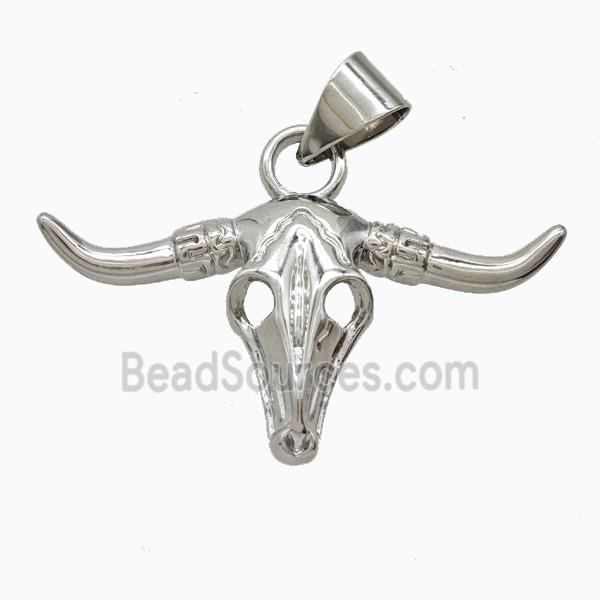 Copper Bullhead Pendant Platinum Plated