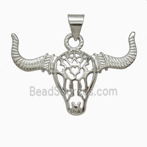 Copper Bullhead Pendant Platinum Plated