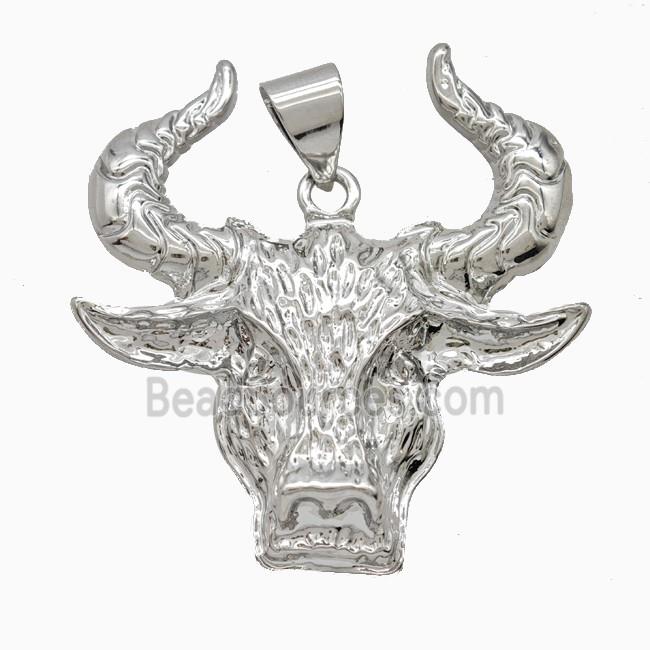 Copper Bullhead Pendant Platinum Plated