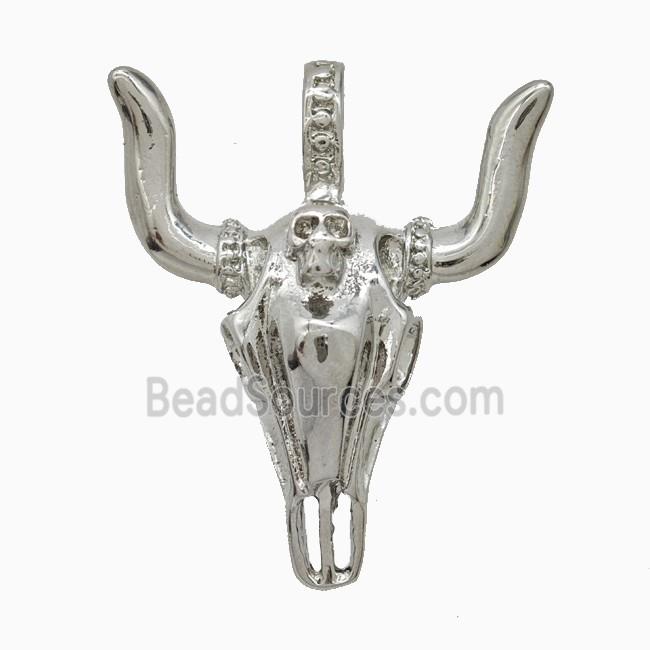 Copper Bullhead Pendant Platinum Plated