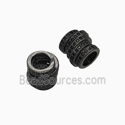 Copper Tube Beads Micro Pave Zirconia Large Hole Black Plated