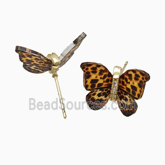 Blackorange Resin Butterfly Stud Earrings Gold Plated