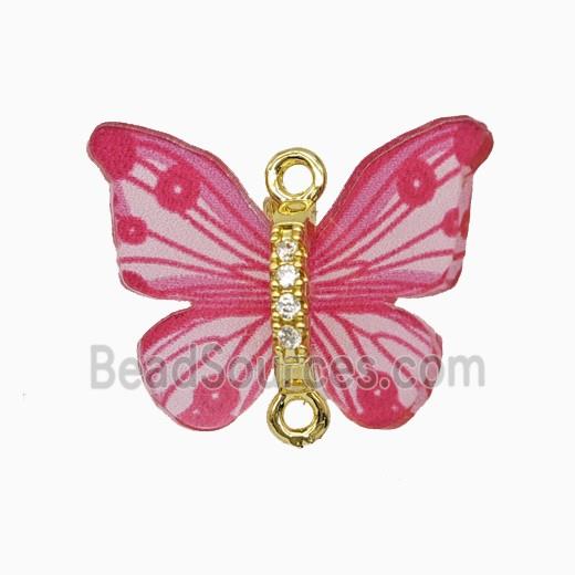 Hotpink Resin Butterfly Connector Gold Plated