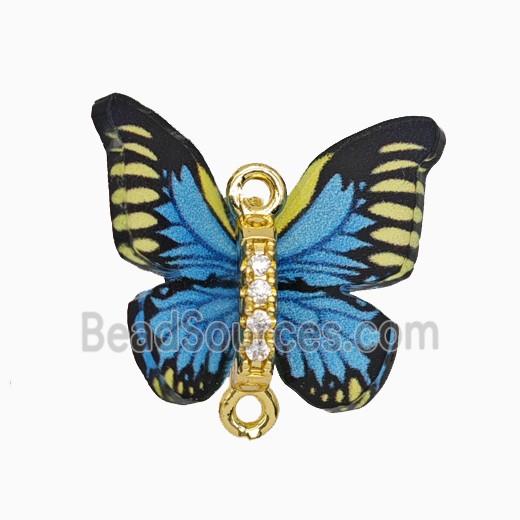 Blue Resin Butterfly Connector Gold Plated