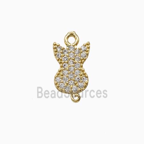 Copper Cat Pendant Pave Zirconia Gold Plated