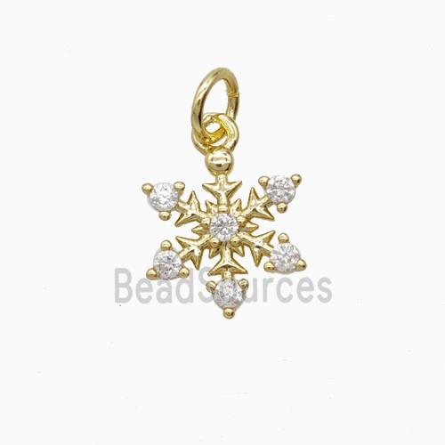 Christmas Snowflake Charms Copper Pendant Pave Zirconia Gold Plated