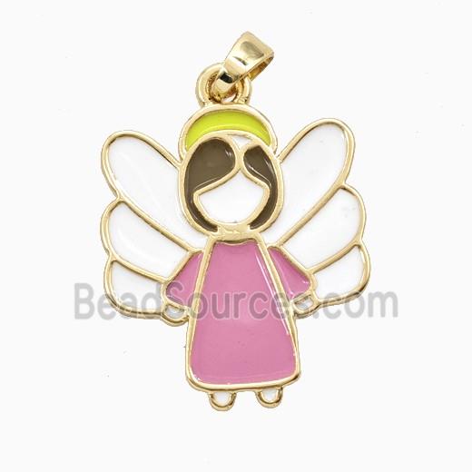 Copper Fairy Pendant Multicolor Enamel Gold Plated