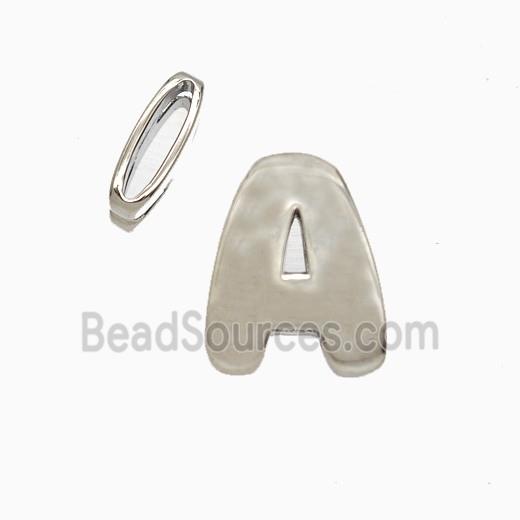 Copper letter Bead, Platinum Plated