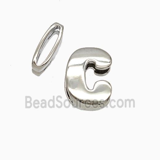Copper letter Bead, Platinum Plated
