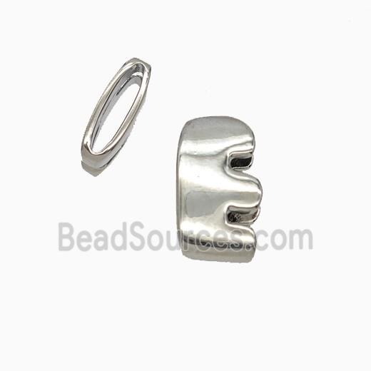 Copper letter Bead, Platinum Plated