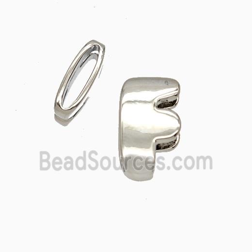 Copper letter Bead, Platinum Plated