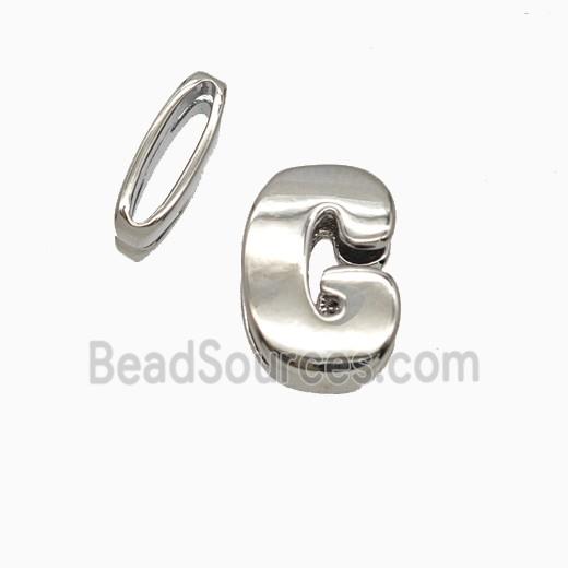 Copper letter Bead, Platinum Plated