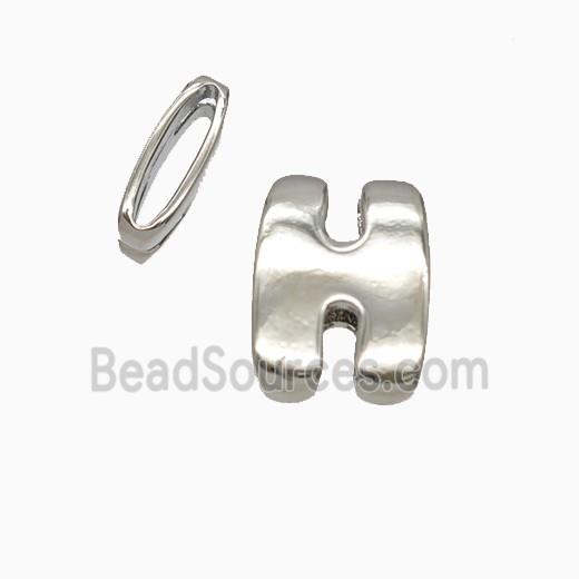 Copper letter Bead, Platinum Plated