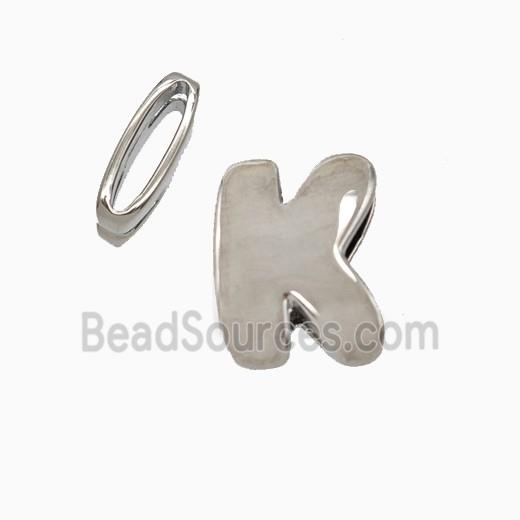 Copper letter Bead, Platinum Plated