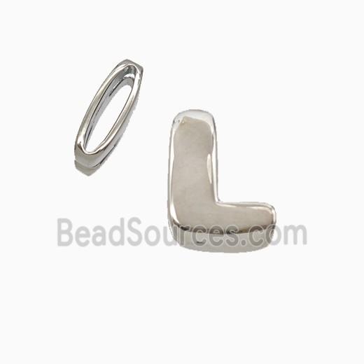 Copper letter Bead, Platinum Plated