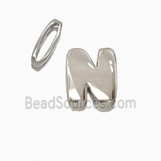 Copper letter Bead, Platinum Plated