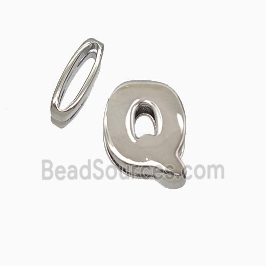 Copper letter Bead, Platinum Plated